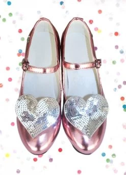 Prinsessen Schoenen Pink Metalic Glitter Hart -Kindermaskerade Winkel 149038add5b486c6b3ea198097e107812d60a000