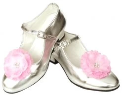 Prinsessen Schoenen Zilver Bloem + Gratis Kadootje