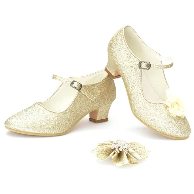 Prinsessen Schoenen Goud Glitter Champagne + Kadootje 1 Prinsessen Schoenen Goud Glitter Champagne + Kadootje