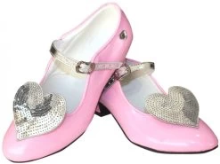 Verkleedschoenen Lichtroze Glitter Hart + Gratis Kadootje